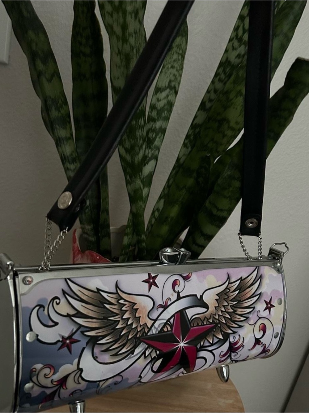 Little Earth White and Pink Winged Star Shoulder Bag